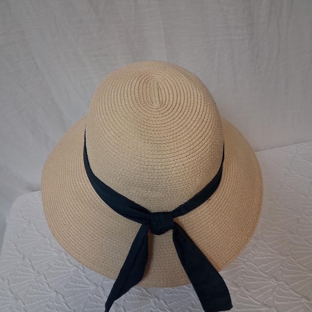 FURTALK Chic Tan Sun Hat with Navy Band - Picture 7 of 14